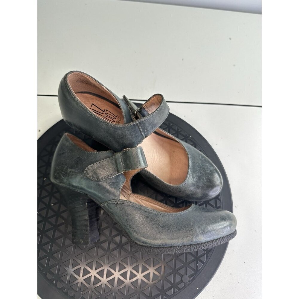 Miz Mooz Kora Gray Leather Mary Jane Heels Chunky Heel Sz 36/6 Twee Lagenlook